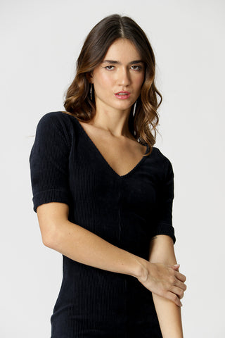 Vestido con escote en pico en la espalda - AZUL MARINO 4