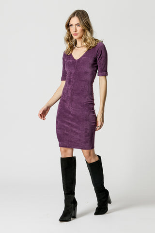 Vestido con escote en V en la espalda - MORADO OSCURO