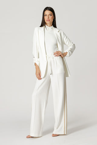Blazer con ribete en la espalda - BLANCO ROJO