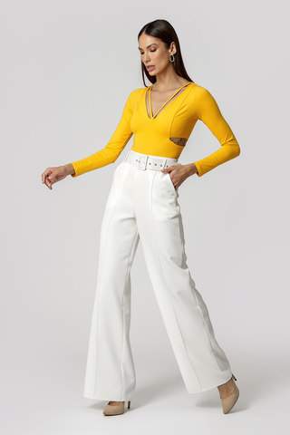 Body con escote - MOSTAZA 3