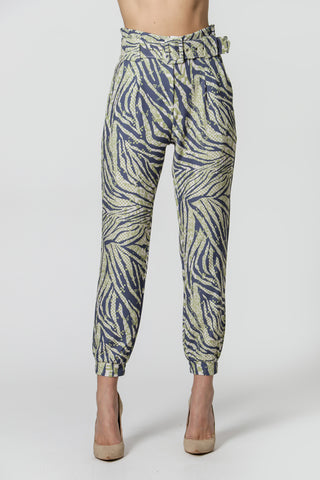 Calça Jogger com Cinto Estampada - DENIM 6048