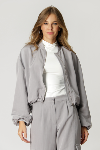Chaqueta bomber con globo - GRIS