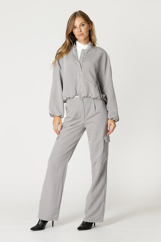 Chaqueta bomber con globo - GRIS