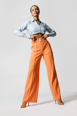 Calça Pantalona Cintura Alta - LARANJA 2