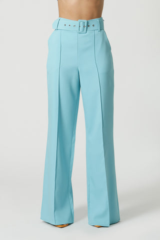 Calça Pantalona Cintura Alta - ANIL