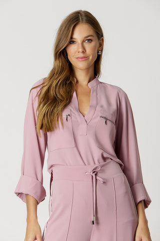 Blusa de manga larga con cremallera - ROSE ESC