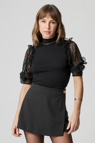 Blusa con mangas con volantes - NEGRO 1