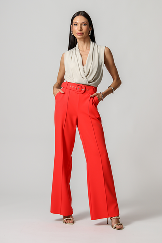 Calça Pantalona Cinto Forrado - MELANCIA