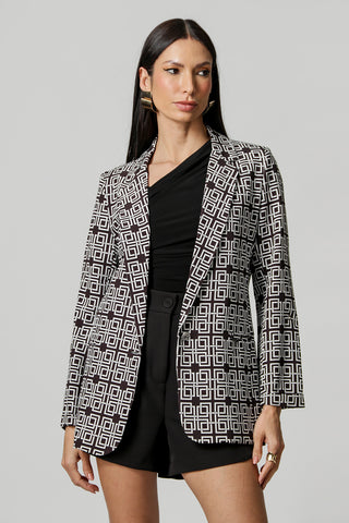 Blazer largo entallado - NEGRO 7149