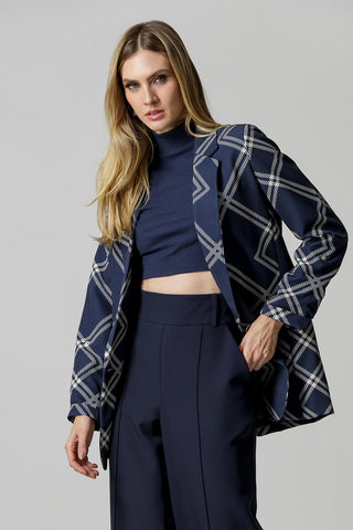 Blazer largo entallado - AZUL MARINO 5019