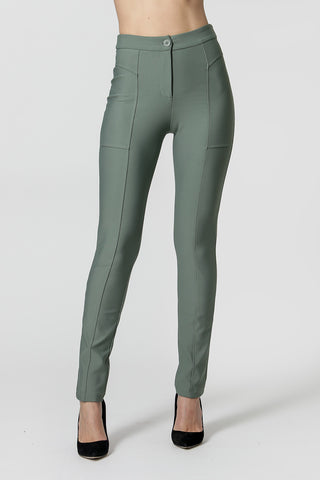Pantalones pitillo con bolsillo - GRIS VERDE