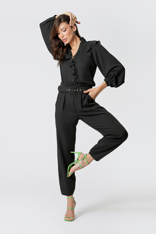 Pantalones Clochard con cinturón - NEGRO