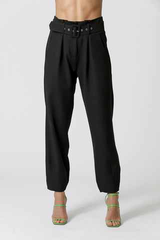 Pantalones Clochard con cinturón - NEGRO