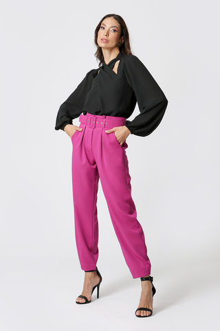 Pantalón Clochard con Cinturón - FUCSIA