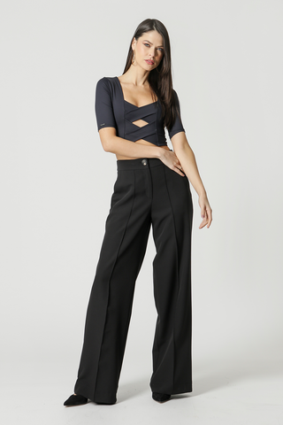 Top corto con tirantes - NEGRO