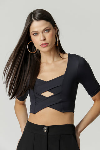 Top corto con tirantes - NEGRO
