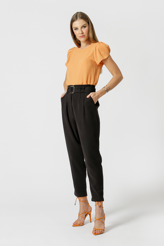 Pantalones Clochard con cinturón - NEGRO
