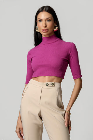 Blusa de cuello alto - FUCSIA
