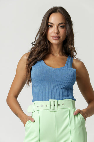 Blusa Regata de Lurex com Brilho - ROYAL