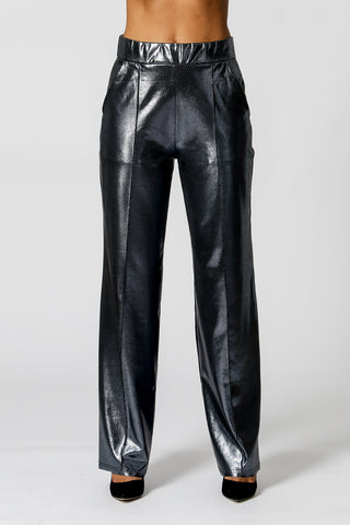 Pantalones anchos brillantes - AZUL MARINO