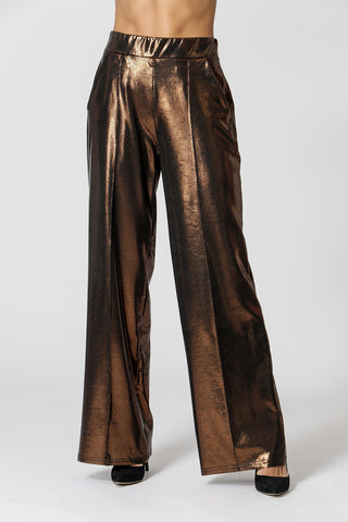 Pantalones anchos brillantes - COBRE