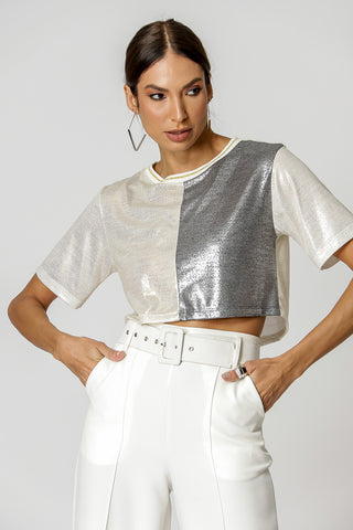 Camiseta brillante bicolor - ORO