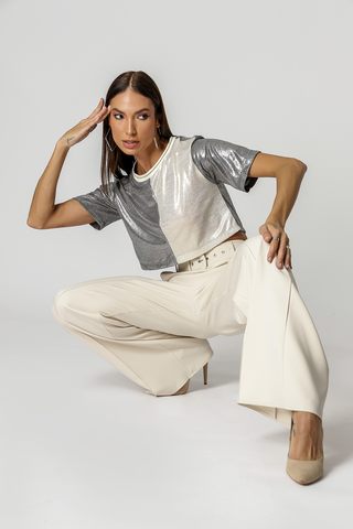 Camiseta Bicolor Brillante - PLATA