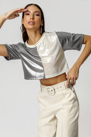 Camiseta Bicolor Brillante - PLATA