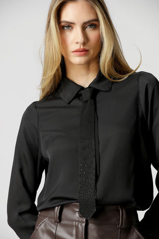 Corbata con pedrería - NEGRO